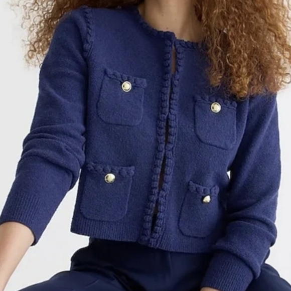 Nwt J Crew Odette sweater lady jacket in cotton-blend bouclé - Picture 2 of 4